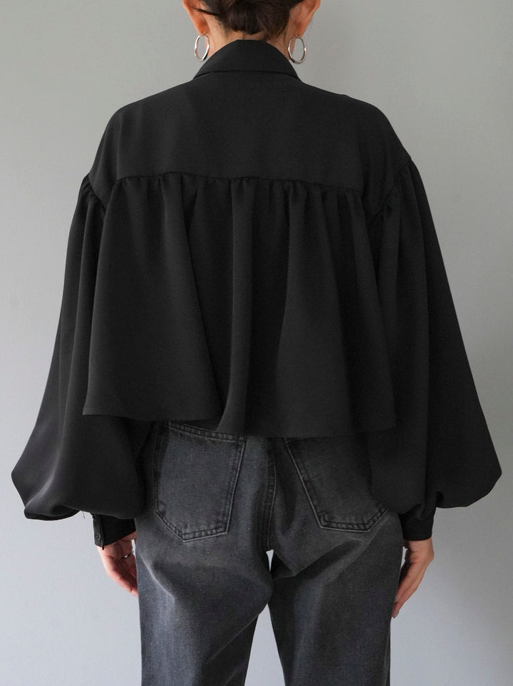 [Pre-order] Short Gathered Blouse/Black