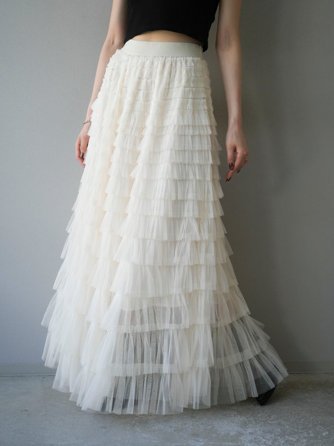 [予約]チュールティアードスカート/アイボリー