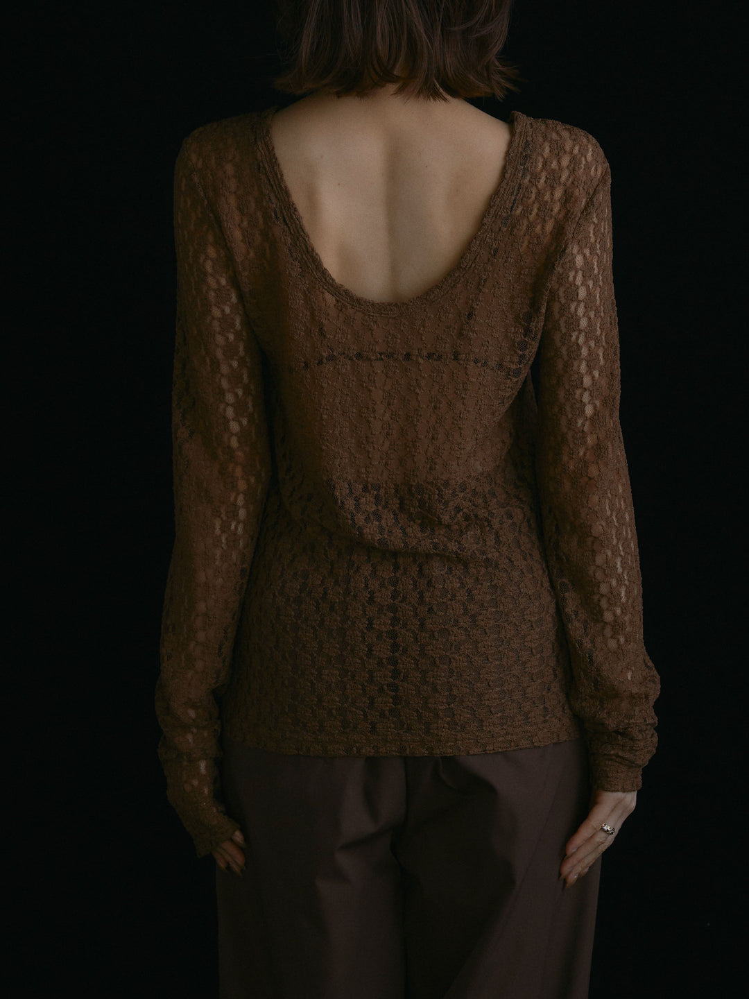 [予約]バックラウンドレーストップス/ブラウン