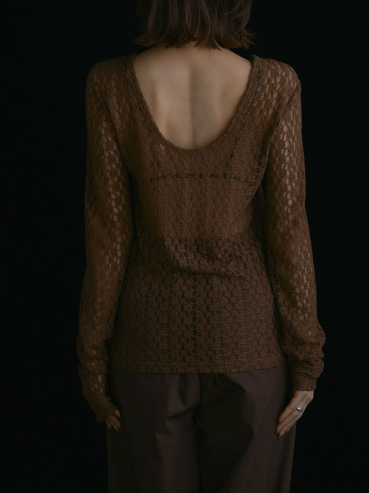 [予約]バックラウンドレーストップス/ブラウン