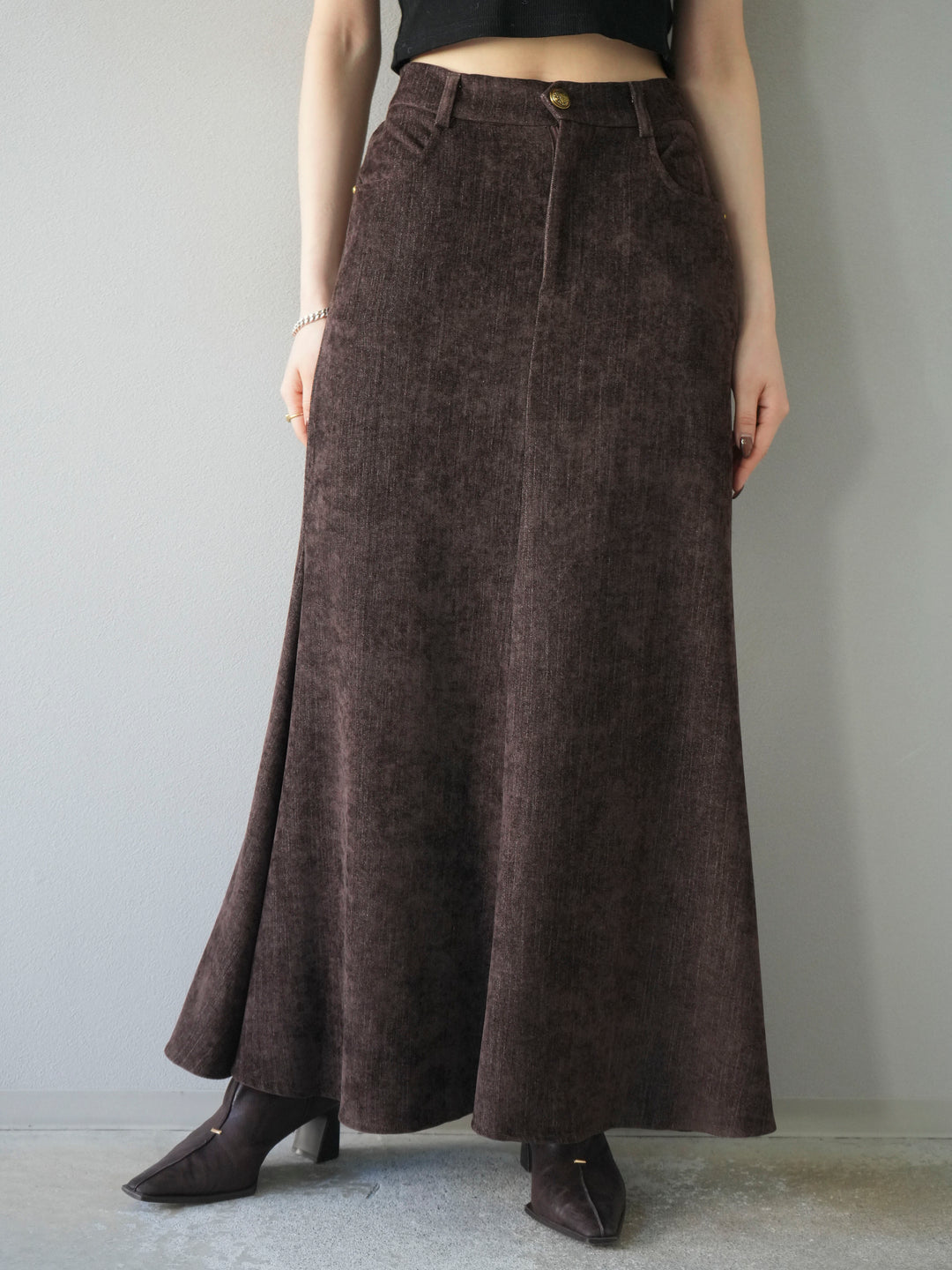 [予約]ベルベットマーメイドスカート/brown