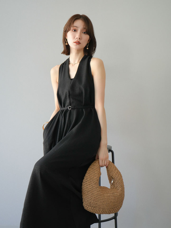 【預購】環形設計不均勻染色洋裝/黑色