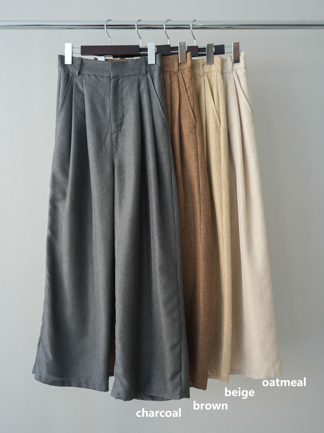 [SET]リネンライクバックオープンジレ+リネンライクタックワイドパンツ(2set)