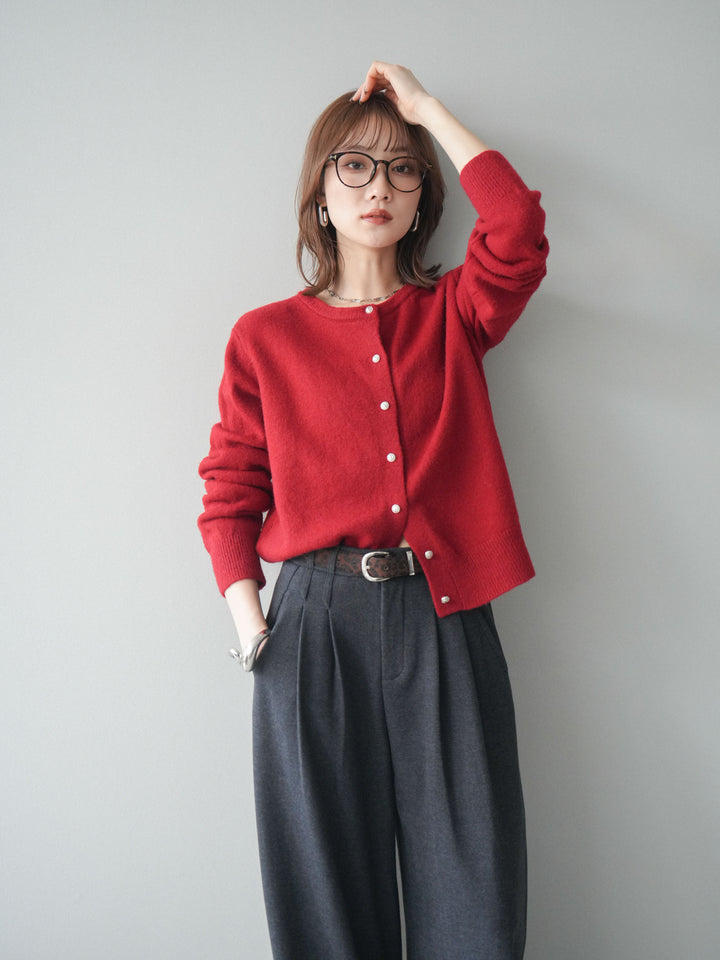 [SET]アンティークボタンニットカーディガン+選べるアクセセット(2set)