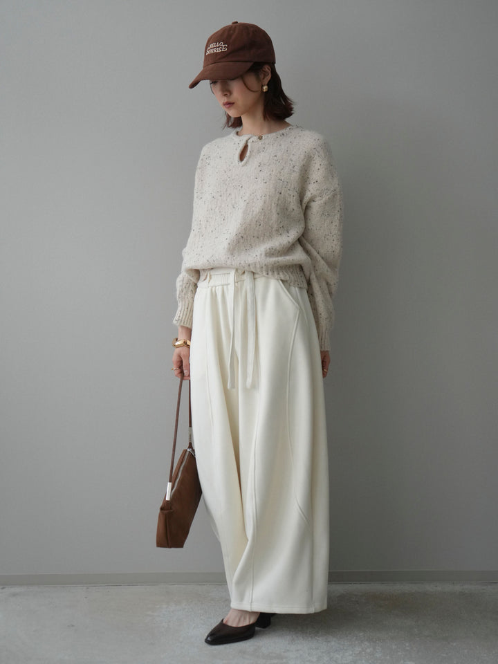 [予約]ツイストネックラメネップヤーンニットプルオーバー/ivory
