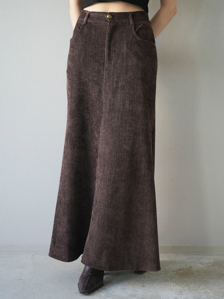 [予約]ベルベットマーメイドスカート/brown