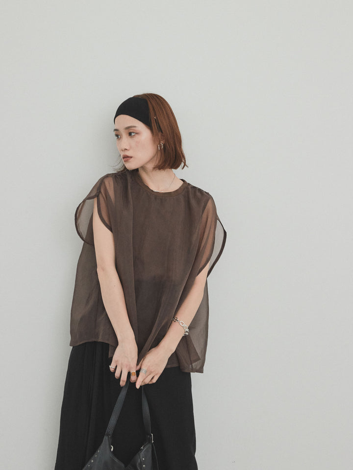 [SET]コンパクトスムースシアーレイヤードトップス+ワッシャーサテンレイヤードスカートパンツ(2set)