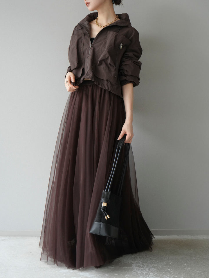 [予約]ポケットデザインショートブルゾン/ブラック