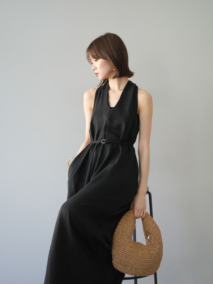 【預購】環形設計不均勻染色洋裝/黑色