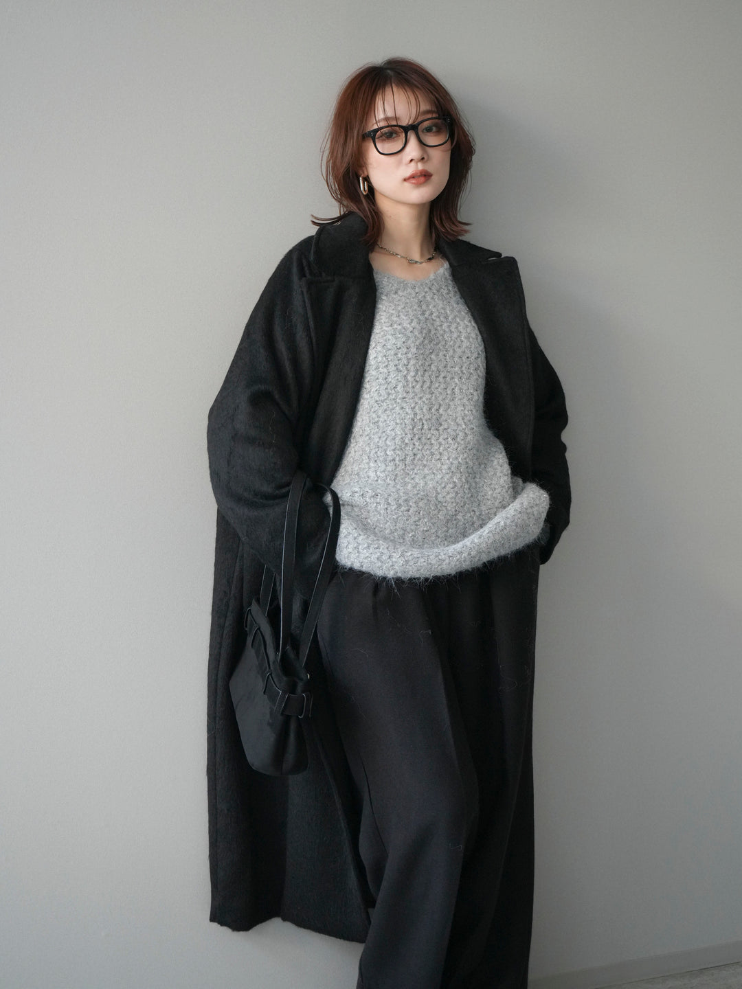 [予約]ソフトシャギーチェスターコート/black