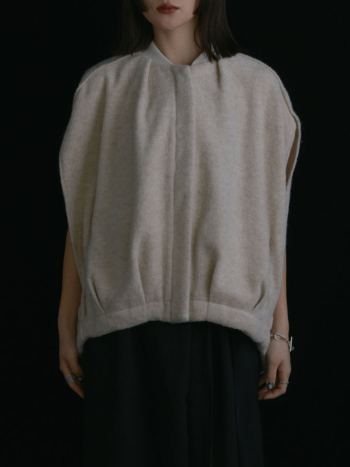 [予約]ウール混コクーンブルゾン/ベージュ