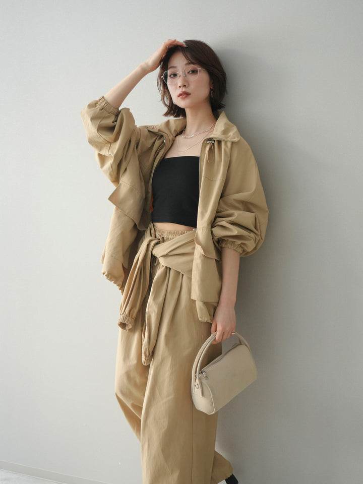 [予約]ビッグポケットコットンナイロンジップブルゾン/beige