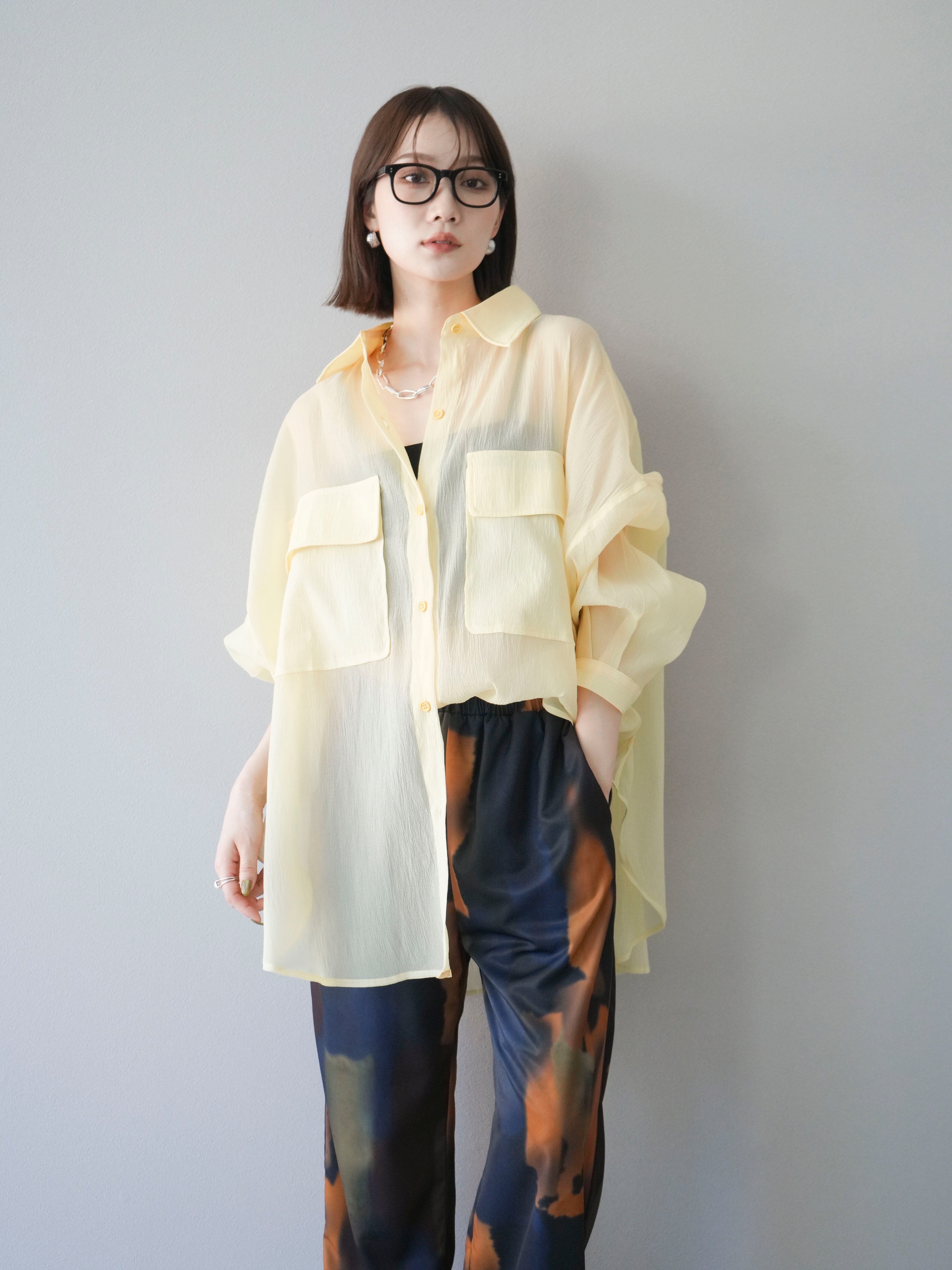 ✈夏　バーバリー　ジャケット　半袖 ロング シャツ　マスタード イエロー　2　M ✈夏 バーバリー ジャケット 半袖 ロング シャツ マスタード