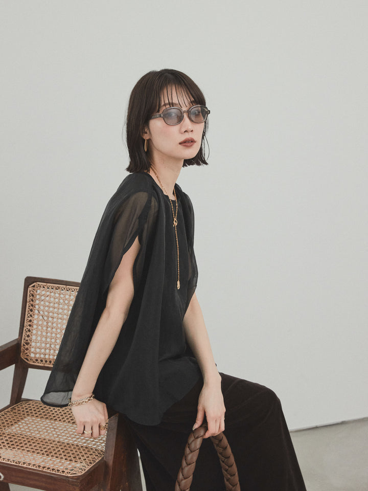 [SET] 緊湊光滑透視層疊上衣 + 天鵝絨低腰裙 (2set)