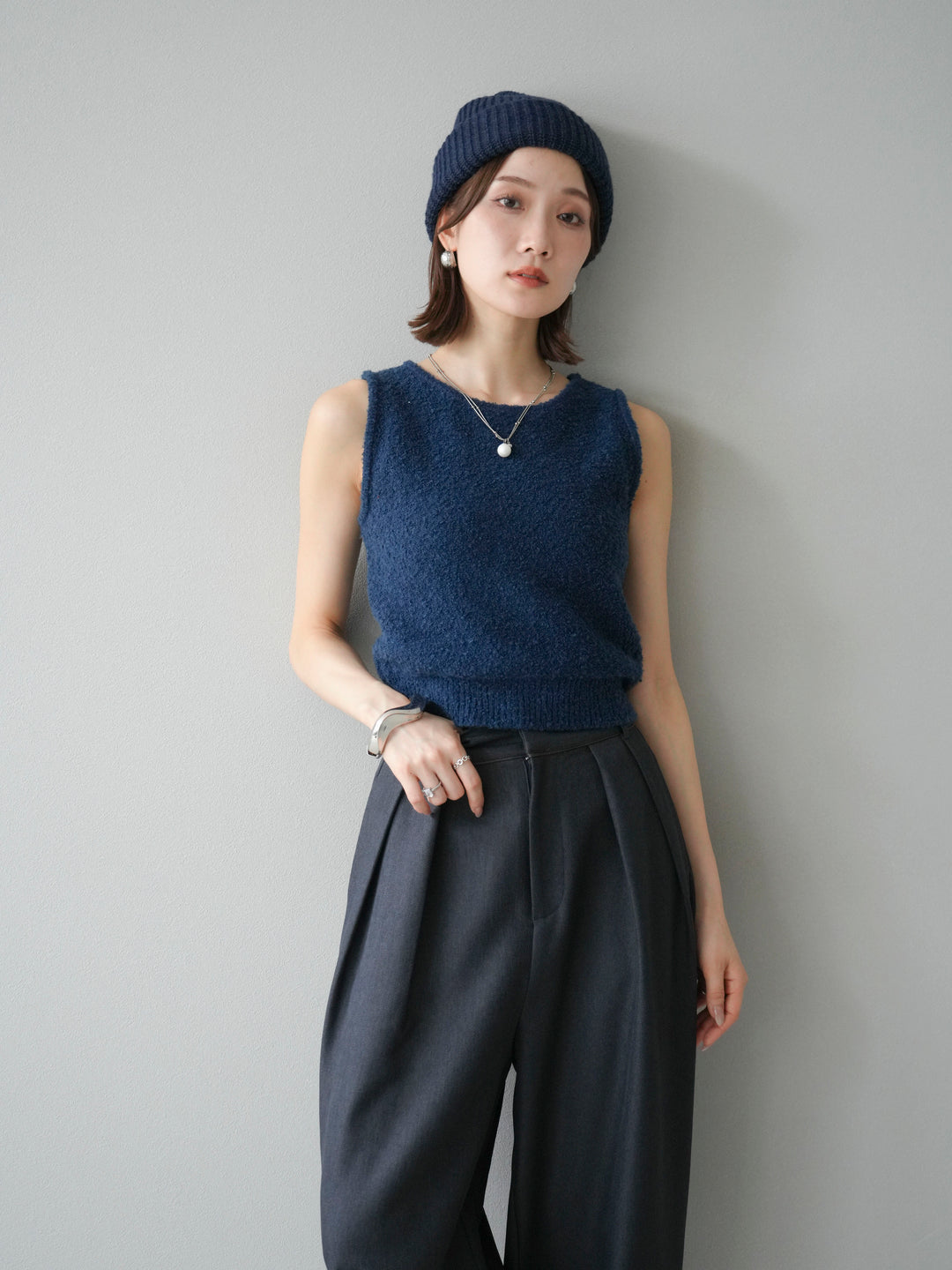 [予約]ニットビーニー/ブラウン