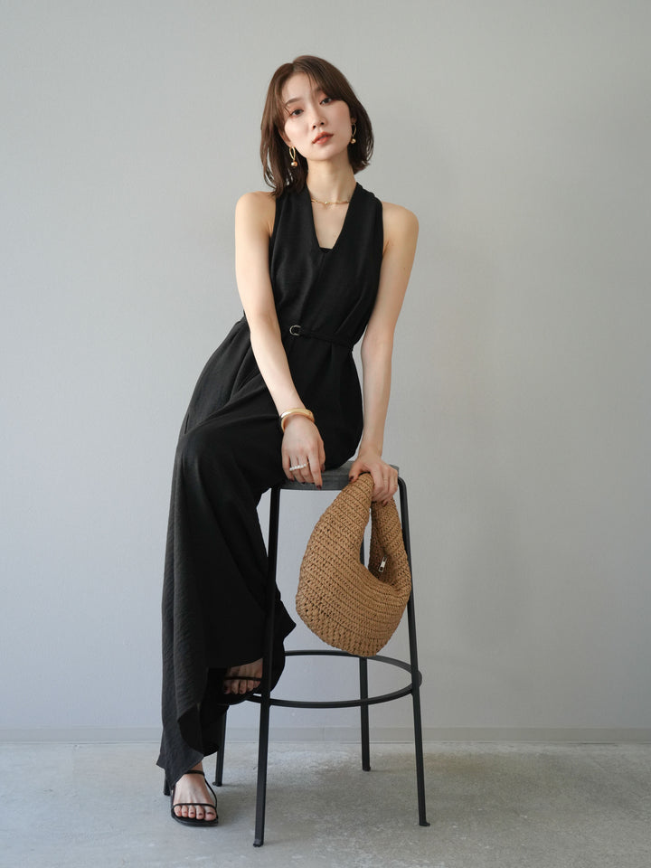 【預購】環形設計不均勻染色洋裝/黑色