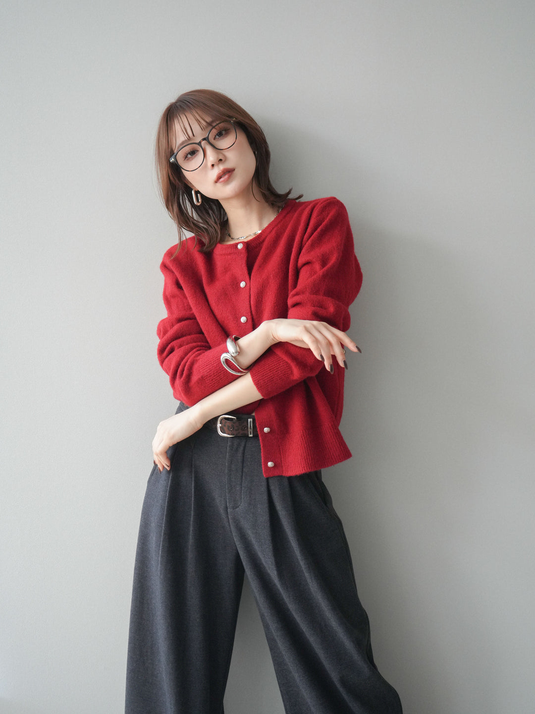 [SET]アンティークボタンニットカーディガン+アンティークボタンニットカーディガン(2set)