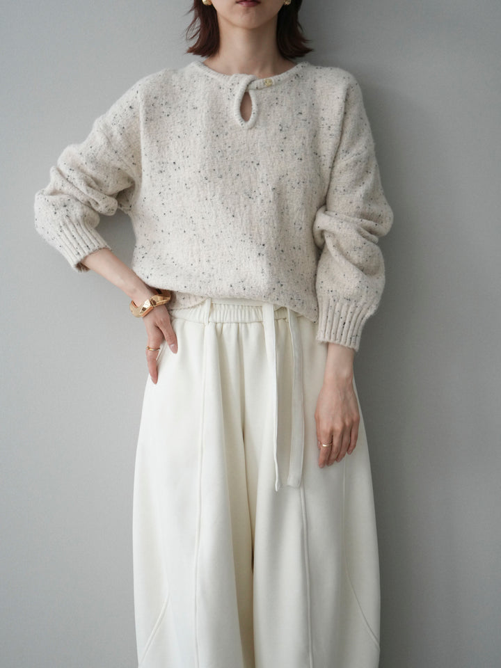 [予約]ツイストネックラメネップヤーンニットプルオーバー/ivory