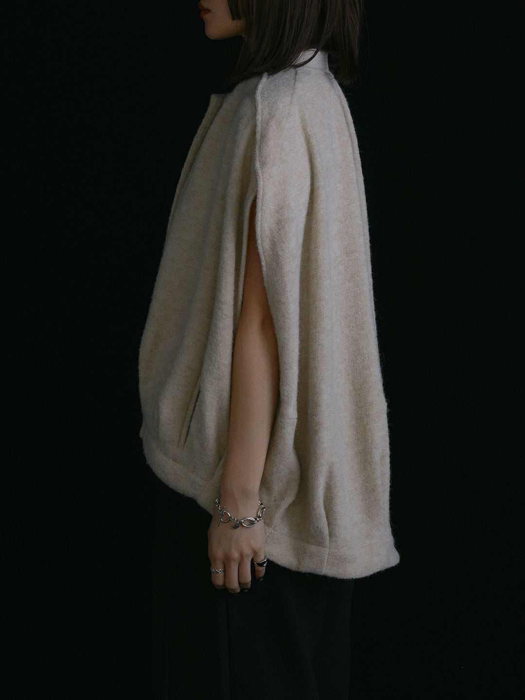 [予約]ウール混コクーンブルゾン/ベージュ