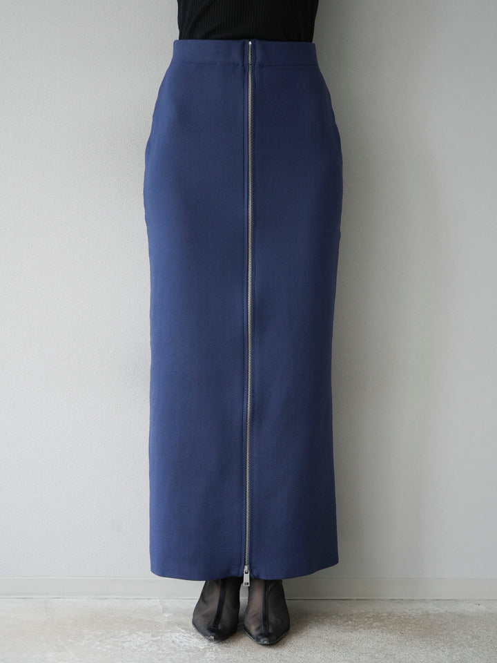 [予約]フロントジップニットタイトスカート/ネイビー