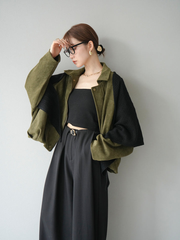 [SET] 麂皮外套+皮帶環設計寬褲（2套）