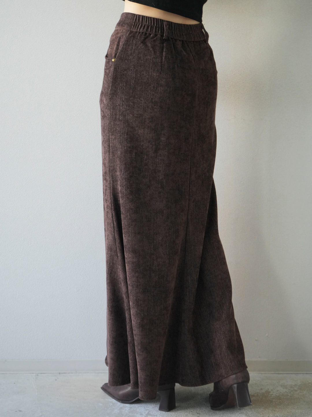 [予約]ベルベットマーメイドスカート/brown