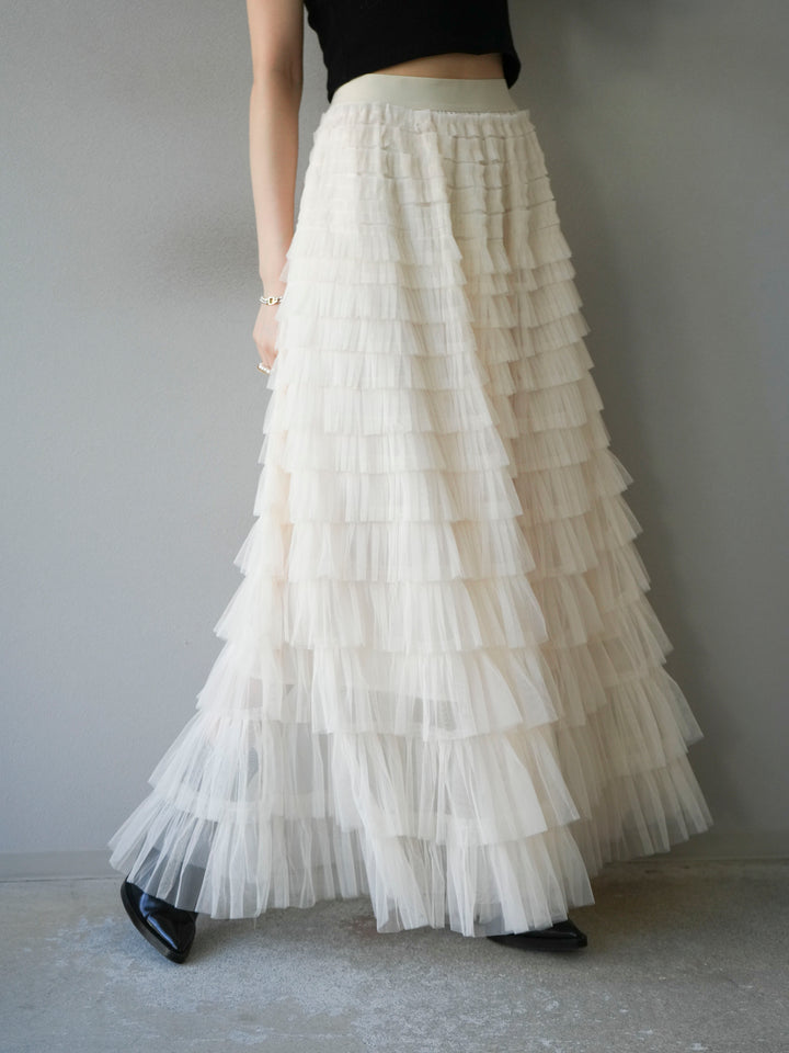 [予約]チュールティアードスカート/アイボリー
