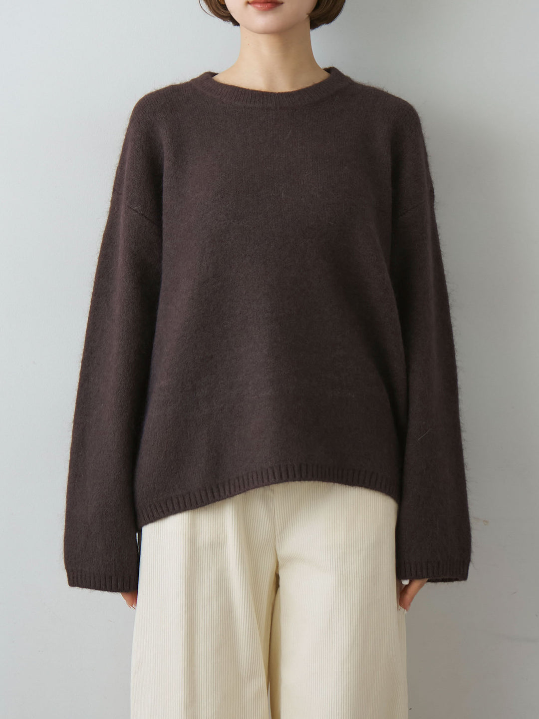[予約]ソフトシャギークルーネックプルオーバー/brown