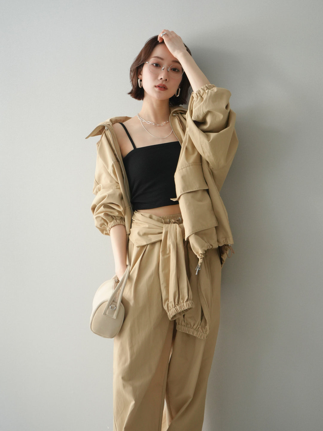 [予約]ビッグポケットコットンナイロンジップブルゾン/beige