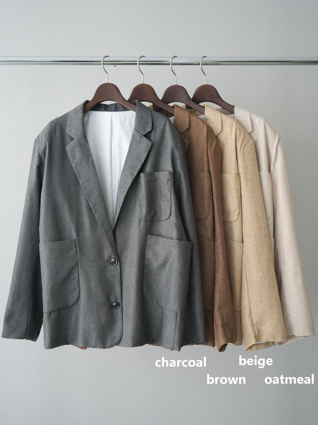 [SET]リネンライクテーラードジャケット+リネンライクバックオープンジレ+リネンライクタックワイドパンツ(3set)