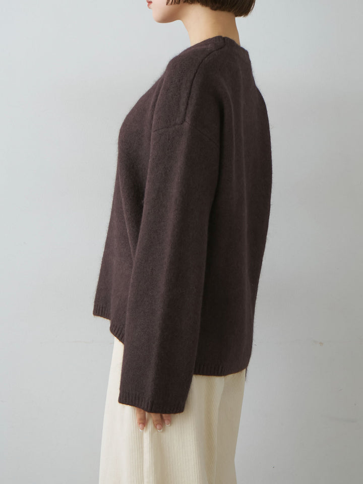 [予約]ソフトシャギークルーネックプルオーバー/brown