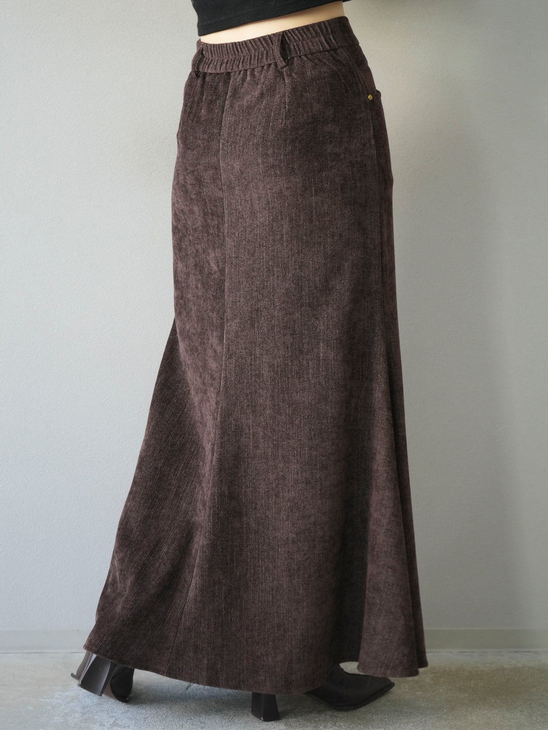 [予約]ベルベットマーメイドスカート/brown