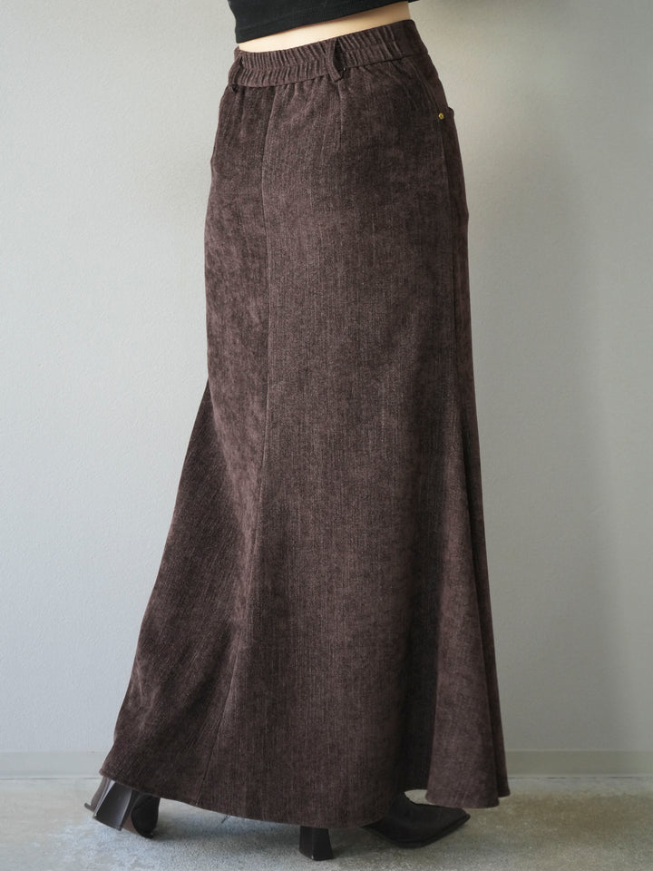 [予約]ベルベットマーメイドスカート/brown