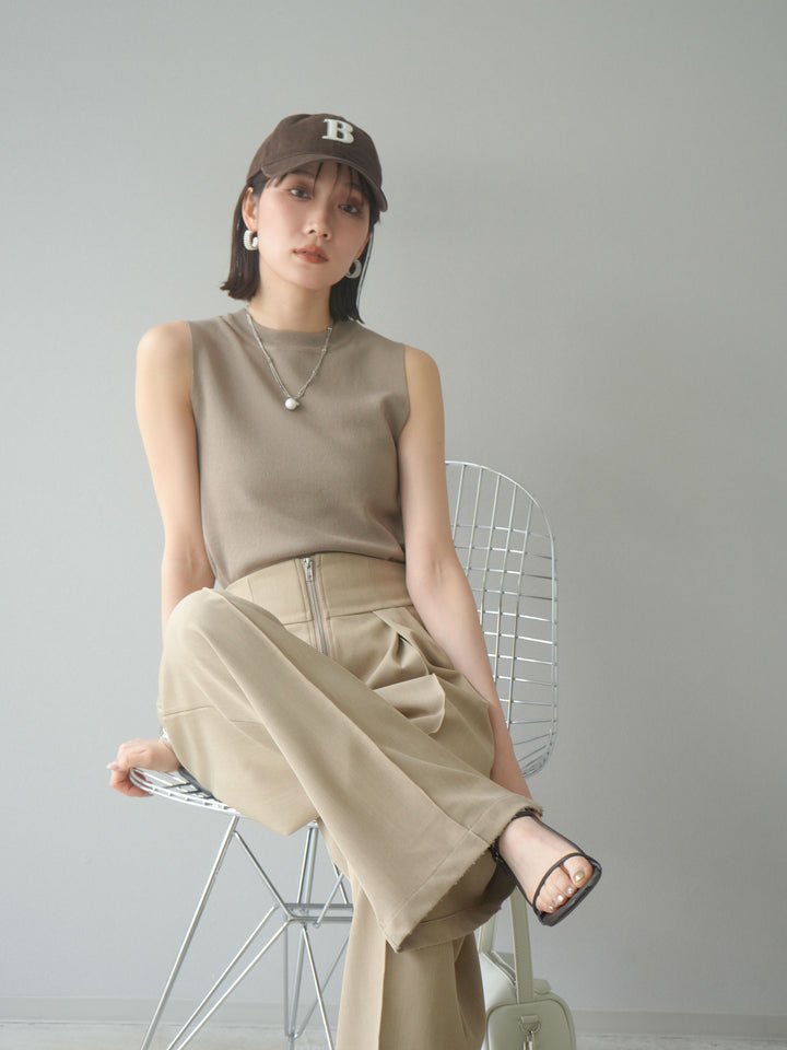 [予約]レーヨンニットタンクトップ/ベージュ