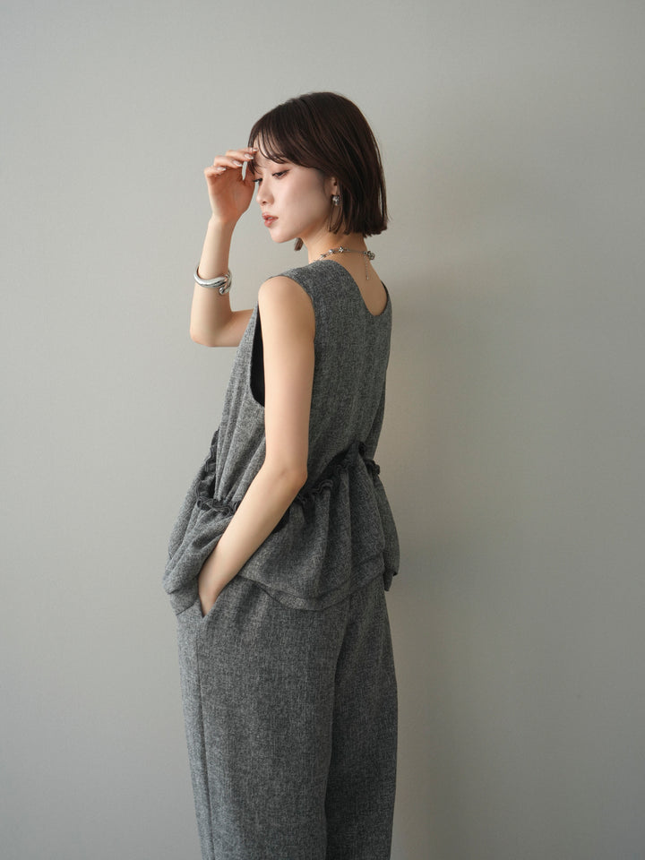 [SET]3WAYミックスツイードギャザーオールインワン+選べるアクセセット(2set)