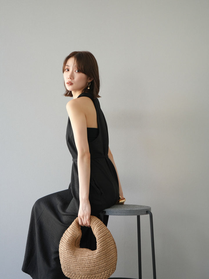 【預購】環形設計不均勻染色洋裝/黑色