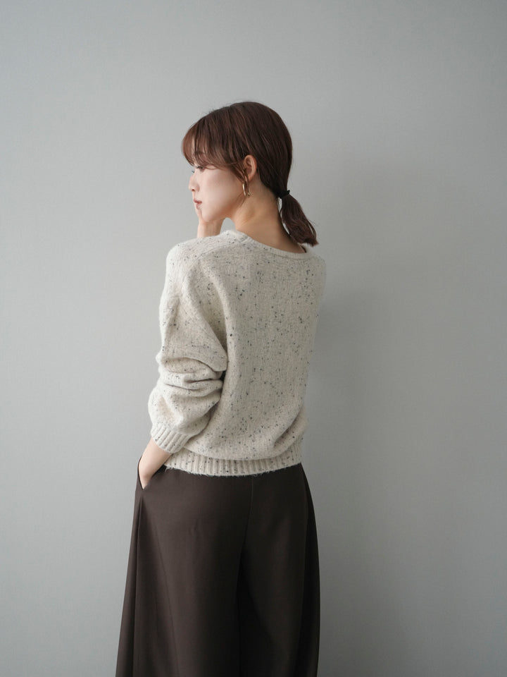 [予約]ツイストネックラメネップヤーンニットプルオーバー/ivory