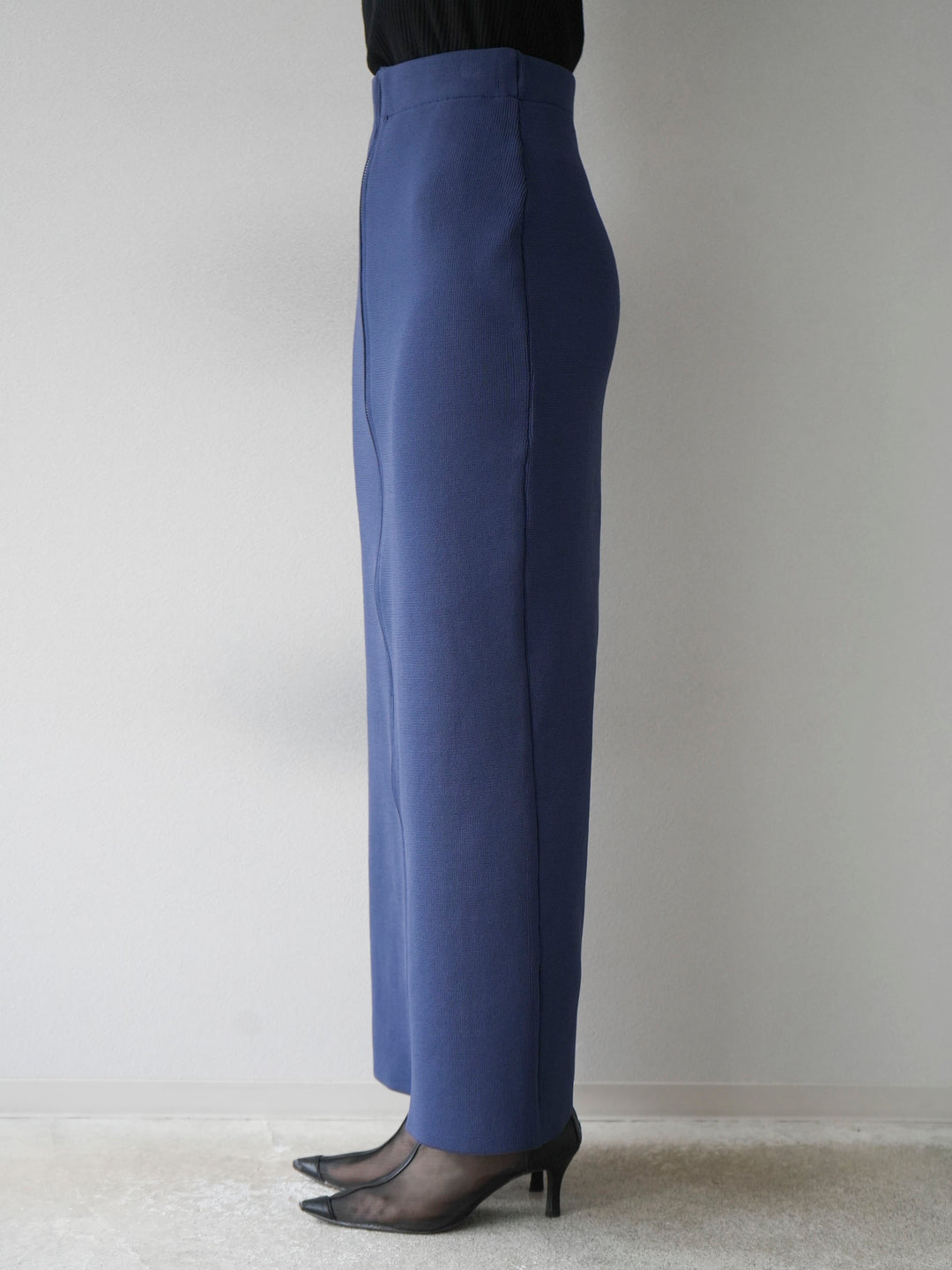 [予約]フロントジップニットタイトスカート/ネイビー