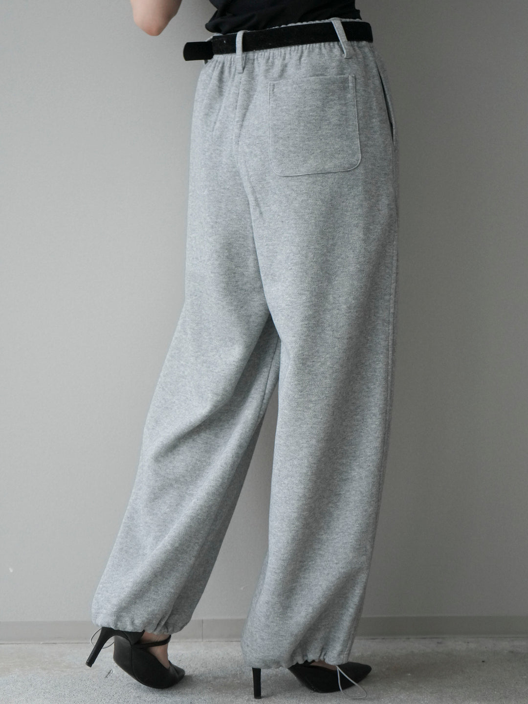 [予約]ベルト付裾ドロストスエットパンツ/lightgray