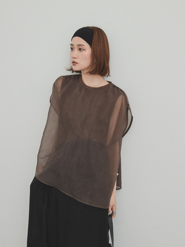 [SET]コンパクトスムースシアーレイヤードトップス+ワッシャーサテンレイヤードスカートパンツ(2set)