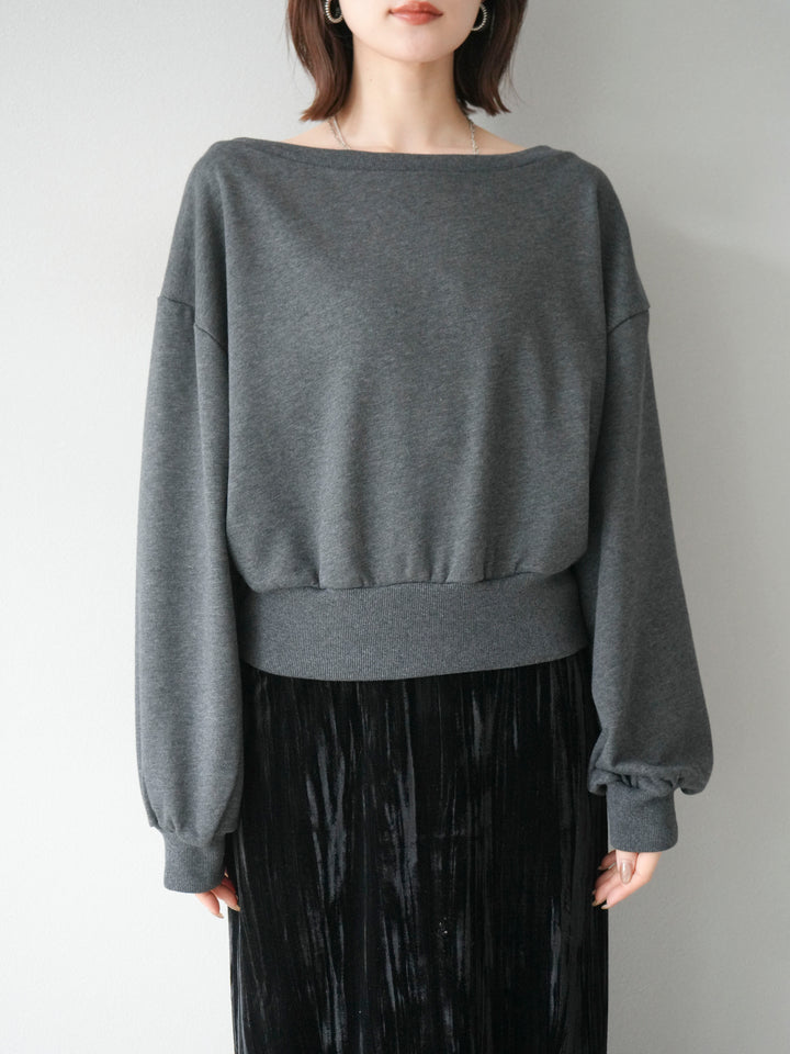 [予約]オフショルスウェットプルオーバー/チャコール