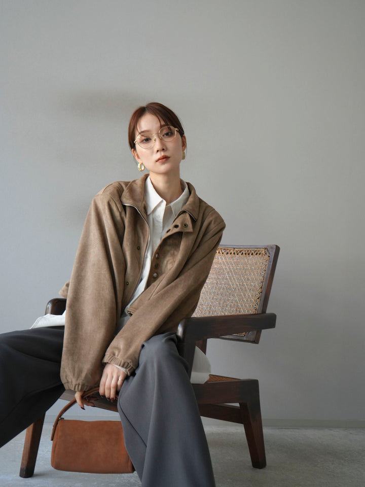 [予約]パンチングデザインスエードショートジャケット/ベージュ