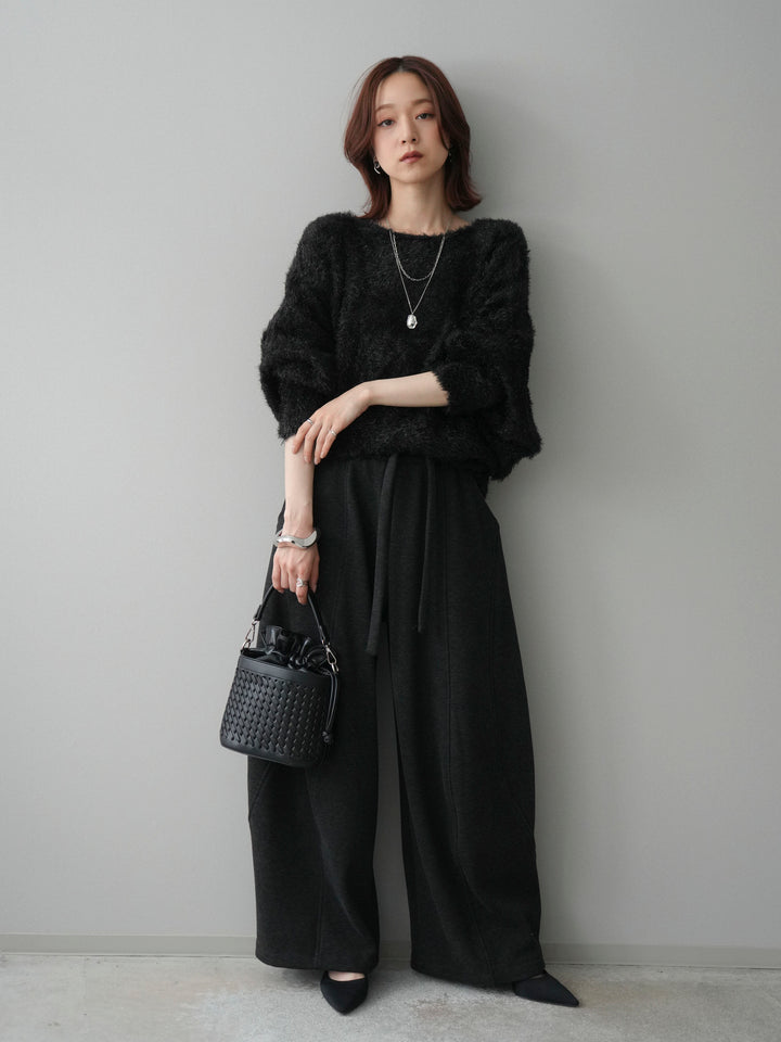 [予約]ラメシャギードルマンニットプルオーバー/black