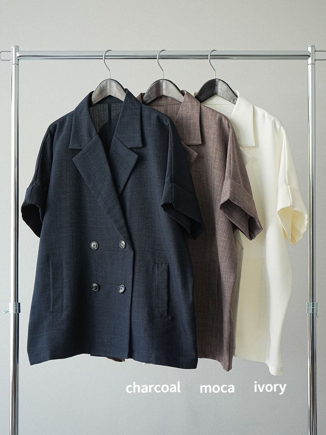 [SET]リネンライクハーフテーラードジャケット+コード刺繍チュールレイヤードパンツ(2set)