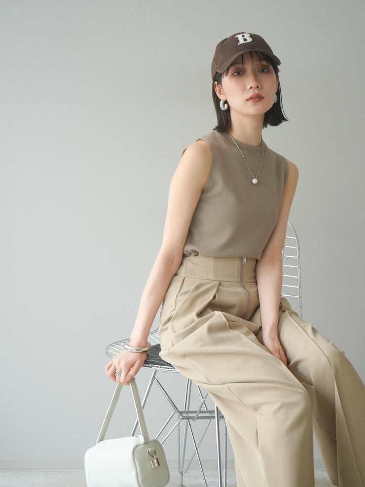 [予約]レーヨンニットタンクトップ/ベージュ