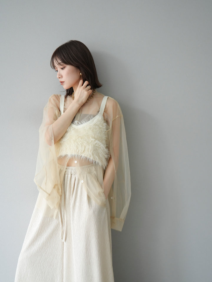 [予約]2WAYスリーブチュールシャツ/ベージュ　