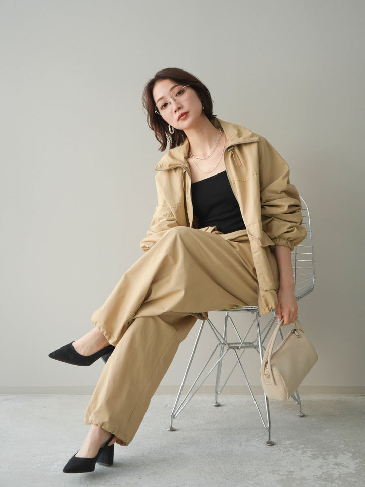 [予約]ビッグポケットコットンナイロンジップブルゾン/beige