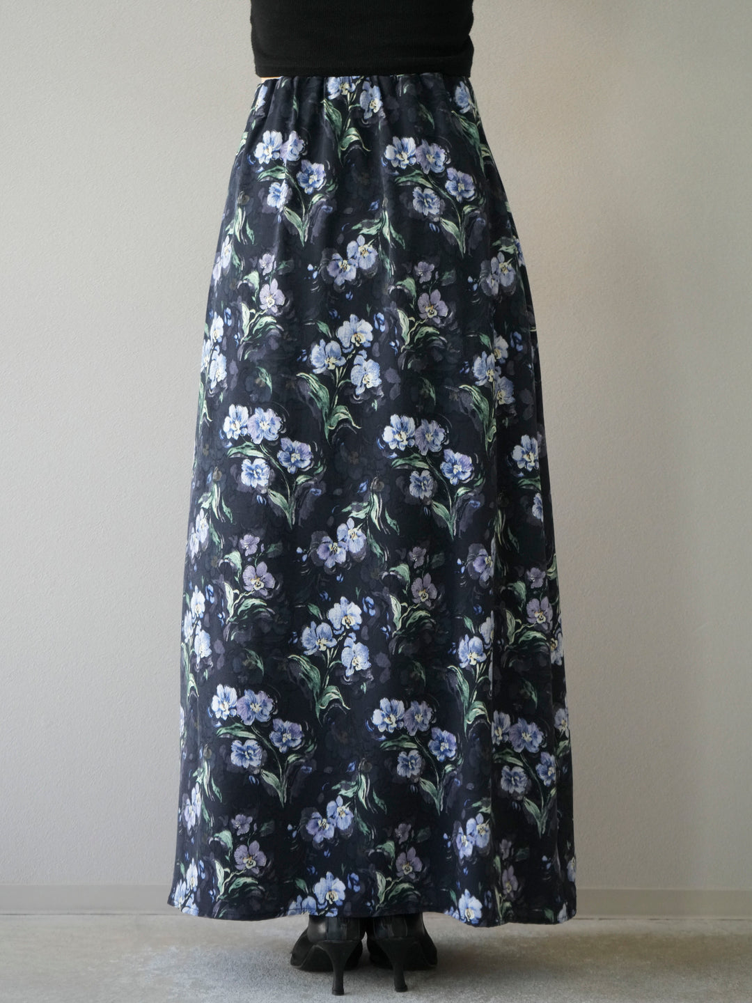 [予約]フラワーナロースカート/ネイビー