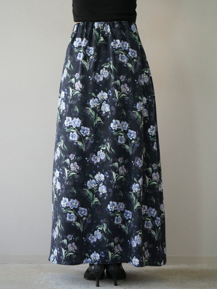 [予約]フラワーナロースカート/ネイビー