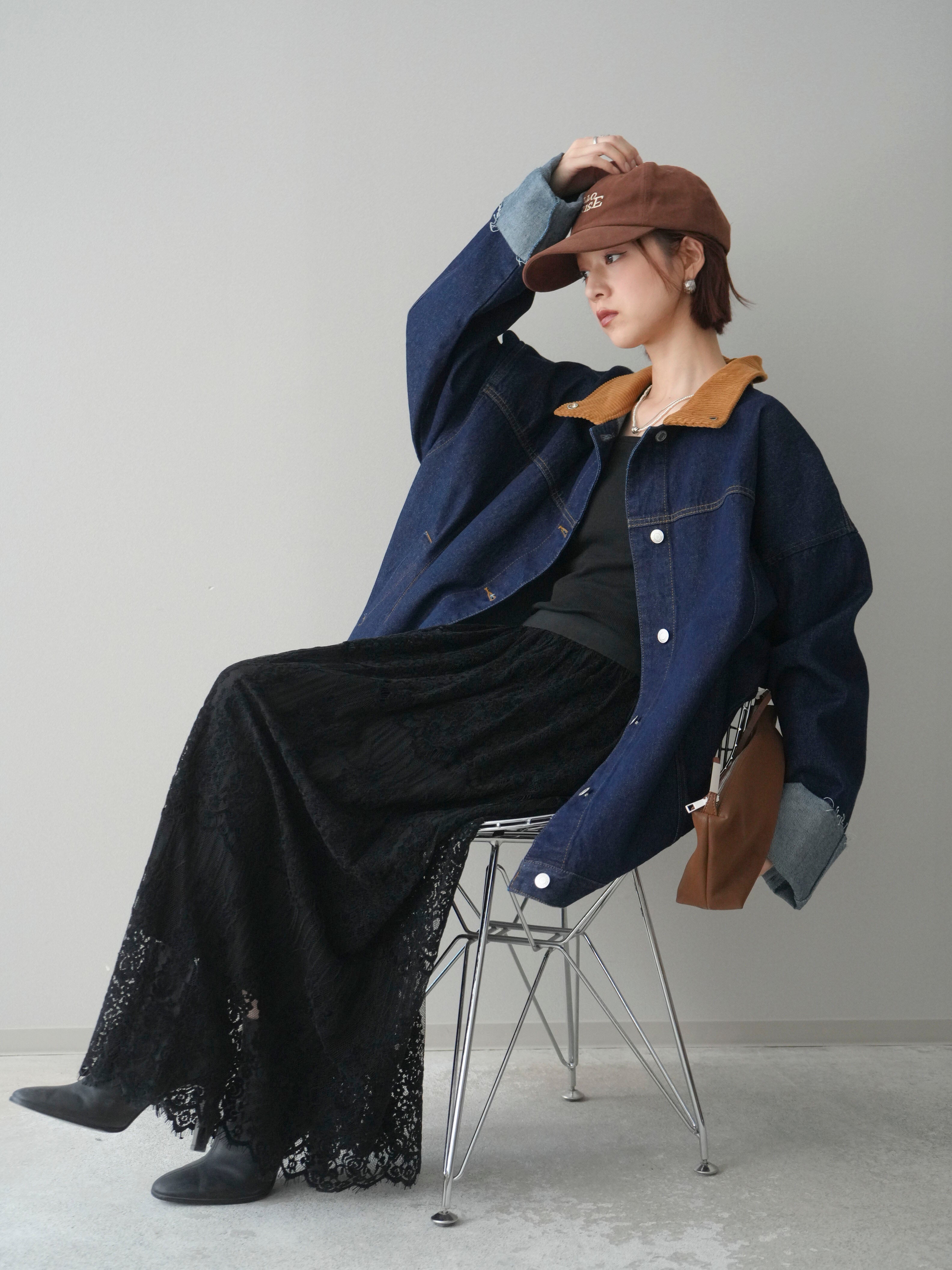 セール中！即購入可！lumier裏地ファーデニムフライトジャケット　indigo 予約]コーデュロイ×デニムミドルジャケット/indigo – Lumier